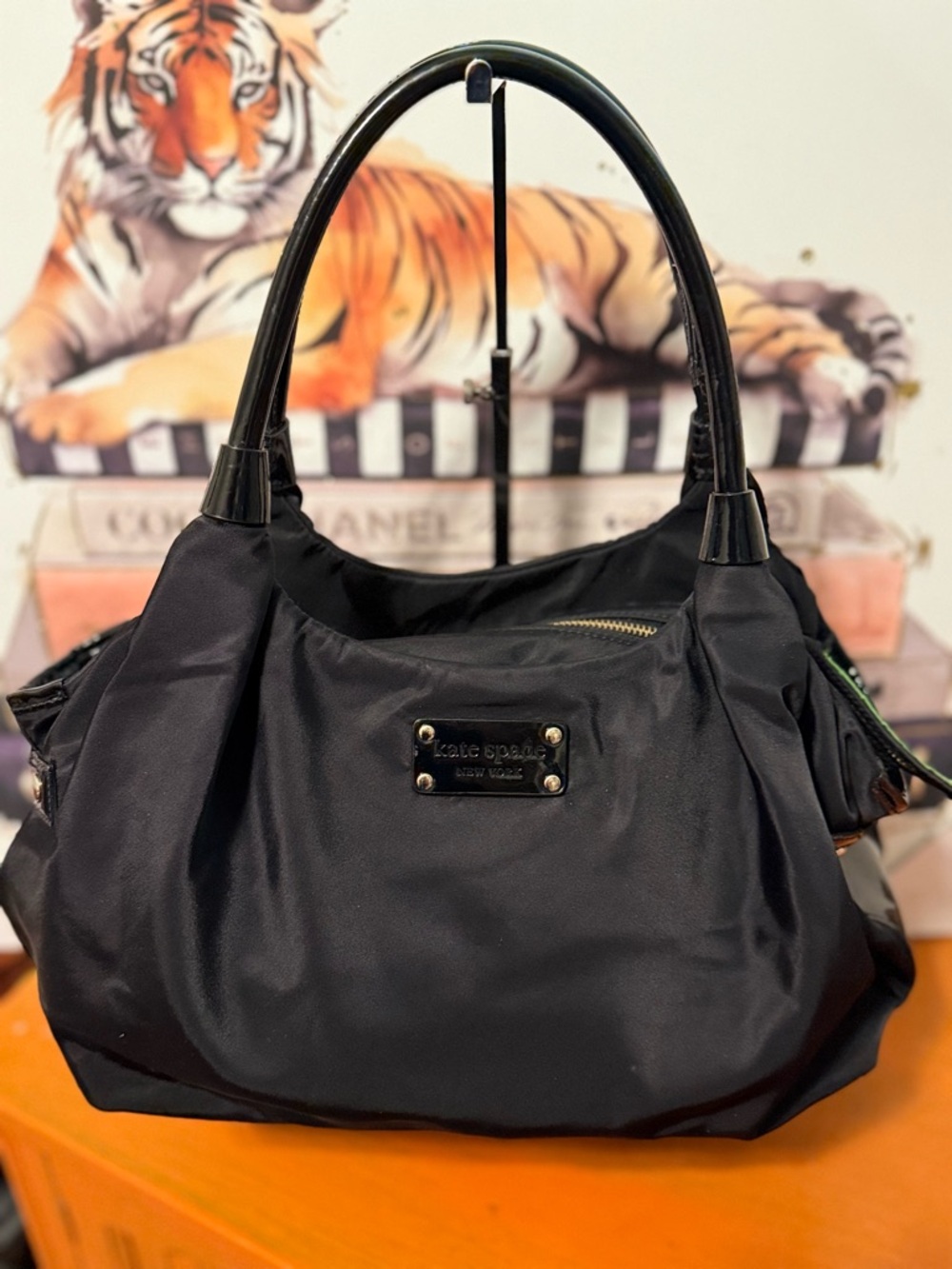 kate spade Black Nylon Shoulder Bag with Gold Hardware